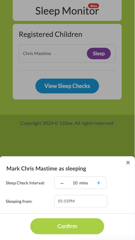 Sleep Monitor Feature in 12See